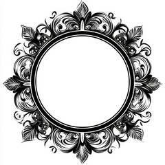 Obraz premium A black and white circle with a floral design