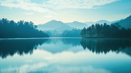 Fototapeta premium Reflection of a minimal mountain lake