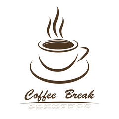 Black coffee cup icon   with coffee break text as an ingredient Used as advertising medium The idea after a coffee break will keep many things open..