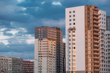 Vidnoye, Leninsky district, Moscow region. Modern high-rise residential buildings. Construction of...