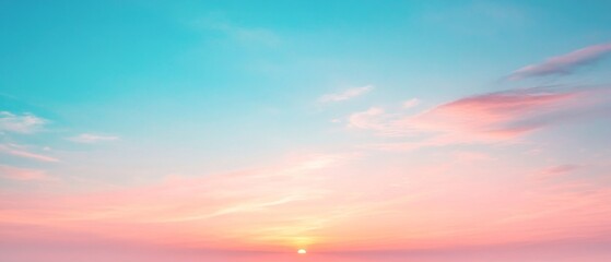 Naklejka premium Serene Sunset with Gradients of Blue, Pink, and Orange Hues