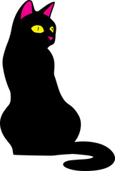 The Black cat for pet or halloween concept .