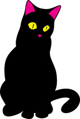 The Black cat for pet or halloween concept .