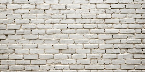 Obraz premium Worn and charming, this rustic white brick wall exudes a sense of aged elegance, its rough-hewn texture and weathered joints telling a story of years gone by.
