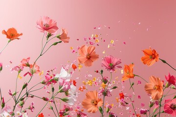 Levitating Wildflowers on Soft Pastel Backdrop - Hyperrealistic Studio Photography