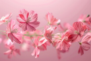 Fototapeta premium Mystic Petals & Droplets: Enchanted Flora Dancing on Glass,Ethereal Reflections: Wild Blossoms Suspended in Vibrant Raindrops