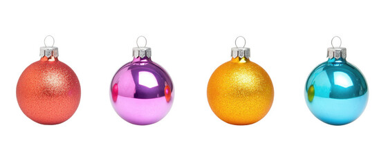 Sparkling holiday ornaments cut out transparent isolated on white background PNG