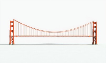 Fototapeta premium architecture with Golden Gate Bridge watercolor illustration, transparent background