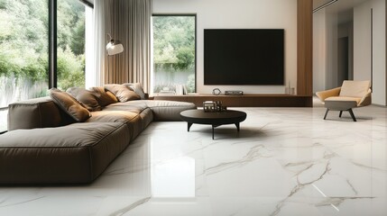 Modern Living Room with Marble Floor