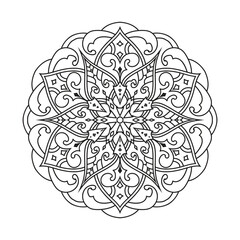 Vector abstract mandala pattern. Black and white illustration. Mandala isolated on the white background