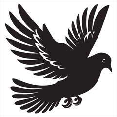 Obraz premium Mourning Dove Silhouette - Zenaida macroura Clipart - Mourning Dove flying Illustration in black and white