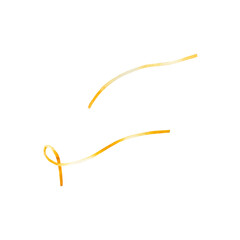 Ribbon curve, twisted. Christmas gold satin strips, Santa Claus's Reins watercolor hand painted illustration isolated on background. For designers, decoration, shop, for postcards, wrapping paper, cov