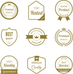 Vector illustration set of high quality seals and stamps. Includes premium, certified labels and tags. Ideal for certification, assurance and premium designs.