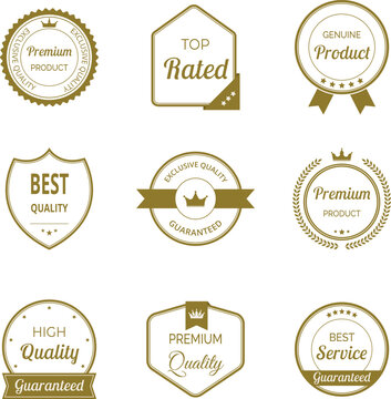 Vector illustration set of high quality seals and stamps. Includes premium, certified labels and tags. Ideal for certification, assurance and premium designs.