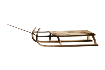 Wood winter sleigh. Christmas vintage watercolor hand painted sled illustration isolated on background. For designers, decoration, shop, for postcards, wrapping paper, covers. For posters and textile