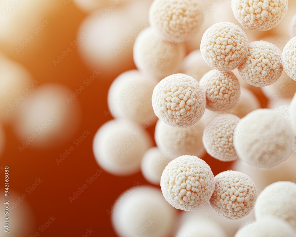 Poster abstract background with white spheres in a 3d rendering.