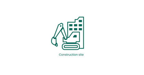 Construction Site with Crane Vector Icon