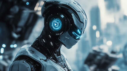 High-tech modern robot. Robot in the modern world. generation AI