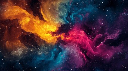 Fototapeta premium Vibrant abstract background with swirling colors, resembling a cosmic nebula, high contrast, vivid hues 