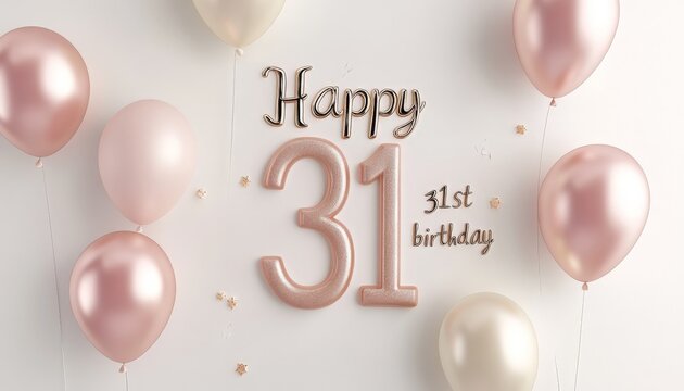 Happy 31st Birthday Celebration with Balloons and Confetti.