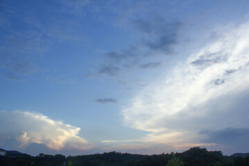 
Mountain silhouette and sunset sky