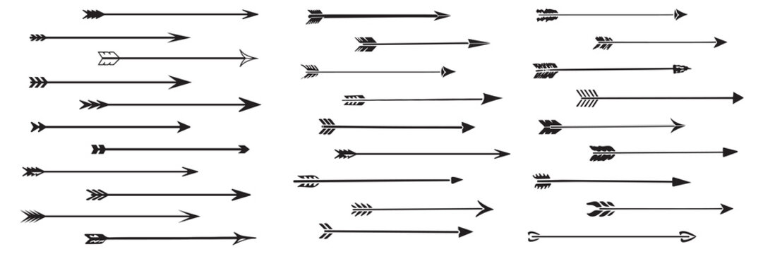 Set of arrows. Indian, medieval, warrior style.
