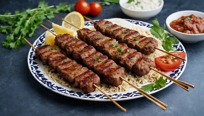 Delicious barbeque grilled Seekh Kebab or adana kebab