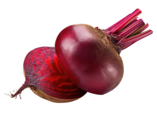 Vibrant red beetroot cut out transparent isolated on white background PNG