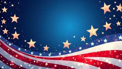 Patriotic banner featuring bright stars and stripes with ample space for text and promotional messages.