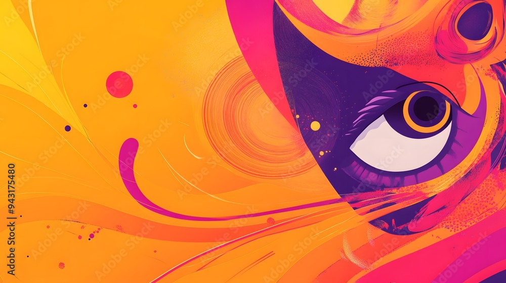 Poster 2. **illustrate a lively abstract background for shree krishna janmashtami, using bright and rich hu