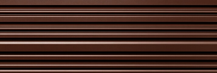 Brown Patterned Metal Shutter with Horizontal Grooves in Warm Light