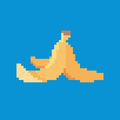 banana peel pixel art, vector illustration on isolated background.
