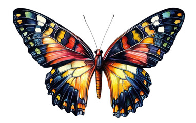 Naklejka premium Vibrant butterfly illustration cut out transparent isolated on white background PNG