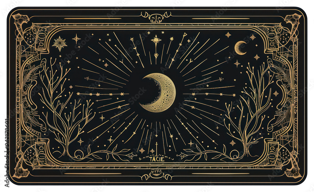 Sticker png mystical moon tarot card design