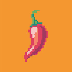 
chili pepper pixel art, vector illustration on isolated background.