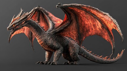 Colossal Black fantastic dragon. Fantasy monster. Generate Ai