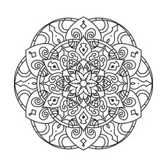 Vector abstract mandala pattern. Black and white illustration. Mandala isolated on the white background
