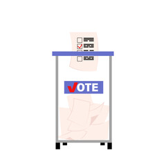 Ballot Box. Voting place. Ballot paper in the box. Presidential election. A conceptual illustration in a flat style.