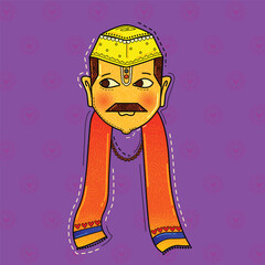 vector illustration of desi (indian) art style maharashtrian man