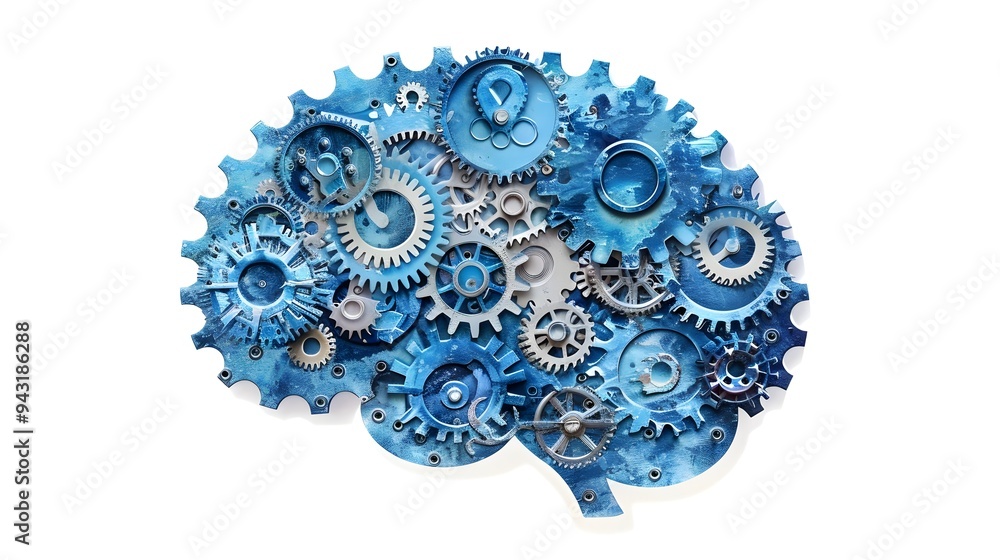 Aufkleber mechanical brain an abstract representing the mechanics of thought