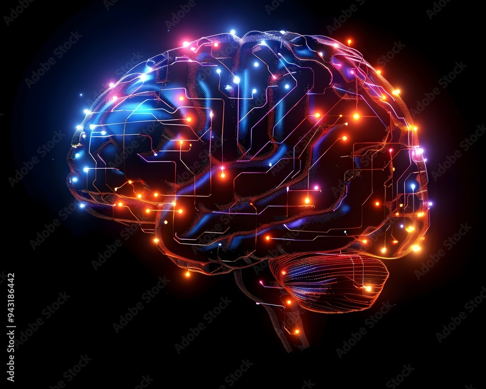 Poster illuminating the digital neural network a futuristic brain visualization