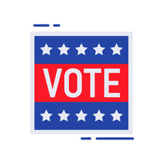 America election sticker. USA vote event vector illustration.