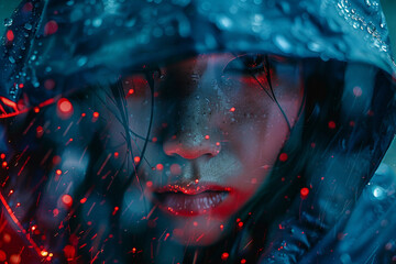 Extreme dangerous thunder rainstorm weather, Generative AI illustration