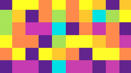 Colorful Checkerboard Pattern with Bright Blocks in Abstract Design