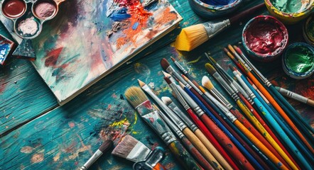 Obraz premium Creative Collection: Art Supplies and Tools for Education and Hobbyists