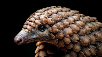 Obraz premium Portrait of a pangolin on a black background