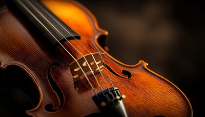 Fototapeta premium Classic Violin Close-up on Moody Background