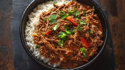 31. A dish of Cuban ropa vieja with shredded beef