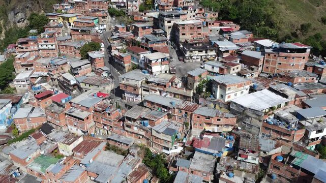 Aerial view of a barrio in Caracas, Venezuela, South America.