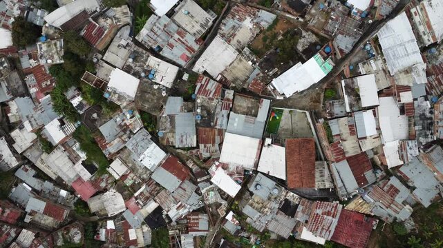 Aerial view of a favella in Caracas, Venezuela, South America.